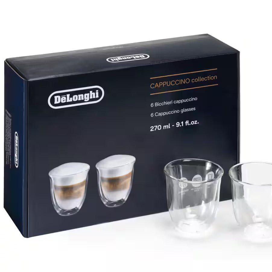 Delonghi - Double Wall Cappuccino Cups, 6 per set - Café Liégeois Canada Inc.